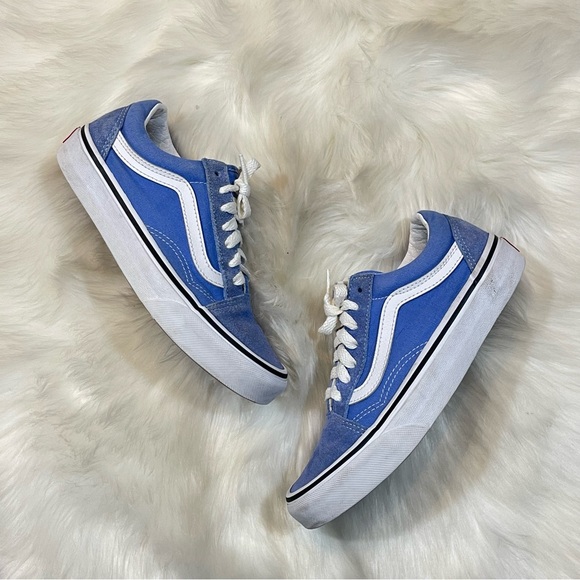 Vans Women’s Old Skool Blue/White Lace Up Sneakers - Picture 2 of 11